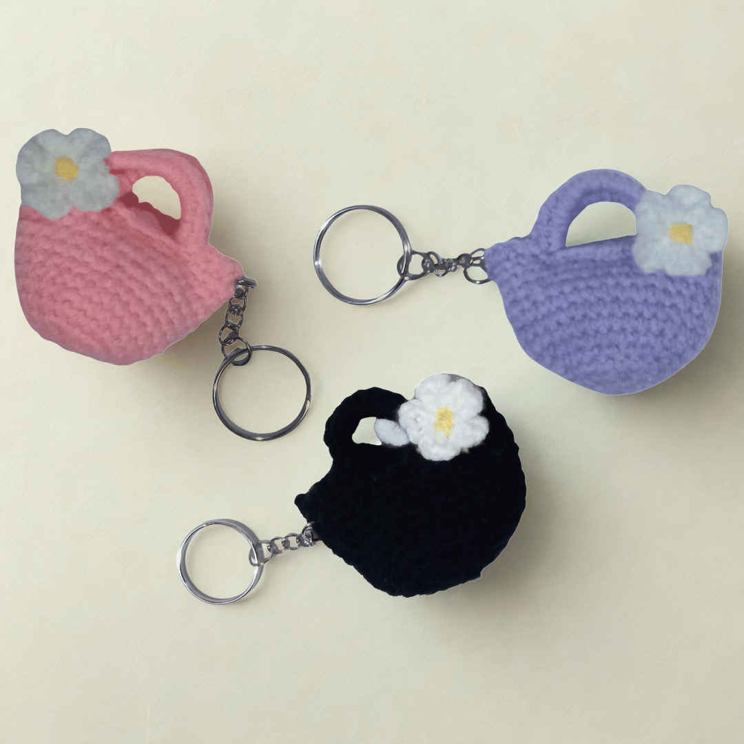 Llavero de bolsita en crochet
