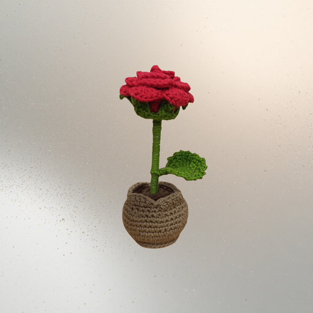 Maceta rosa en crochet