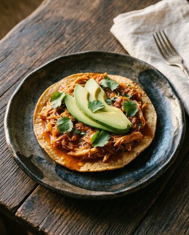 Plato típico mexicano con enchiladas mineras originales bañadas en salsa de chile guajillo, decoradas con papas, zanahorias, queso fresco y crema.